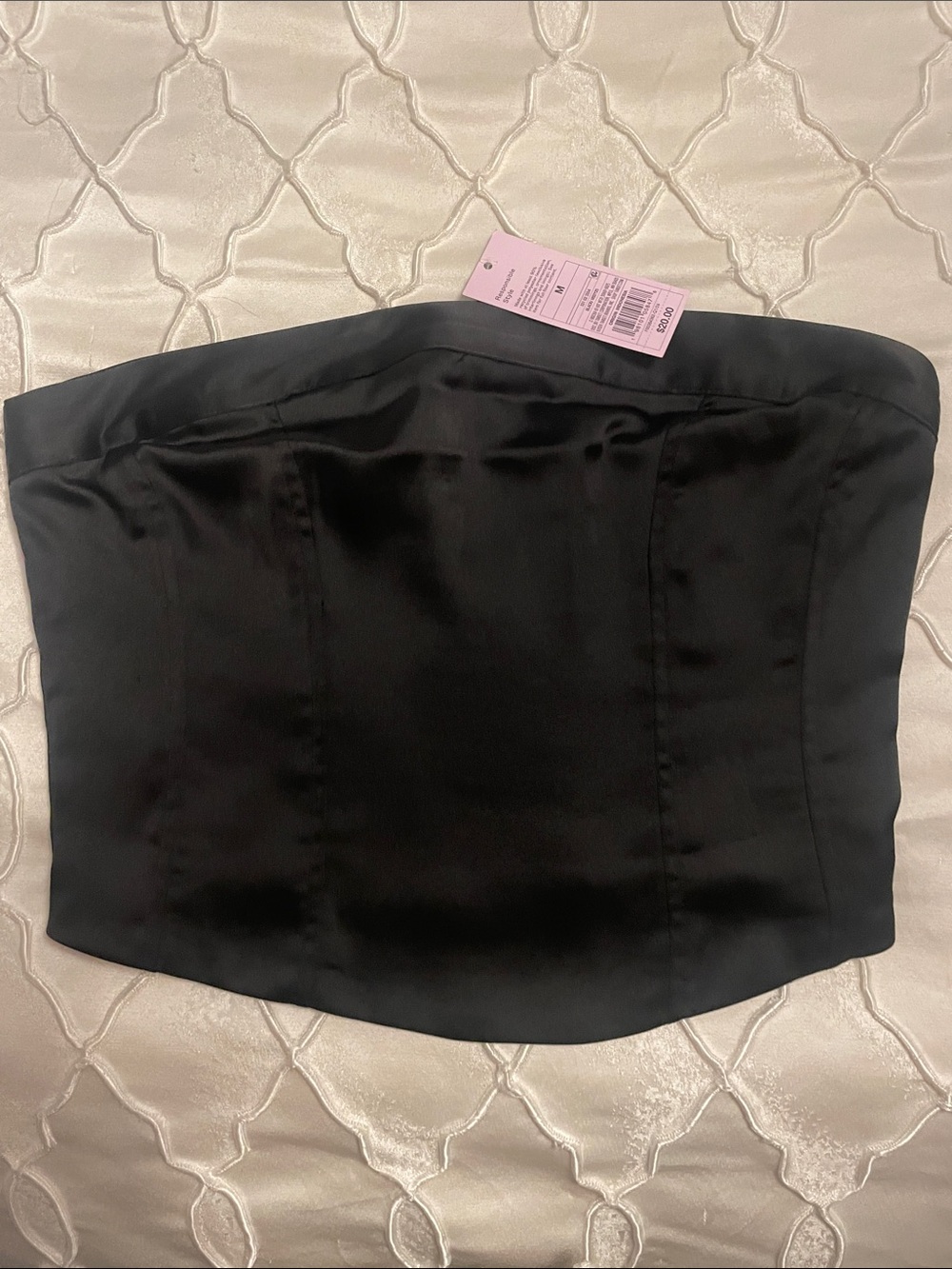 wild fable Black Satin Strapless Bustier Top